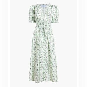 Hill House Green Floral Sabrina Dress S